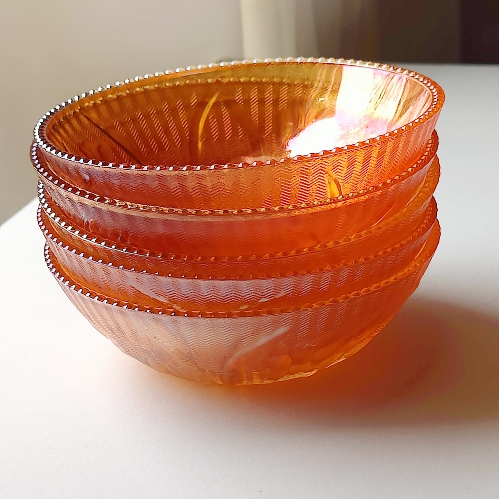 5 | Vintage Berry bowls | 🍑 Peach / Marigold Iridescent Glass